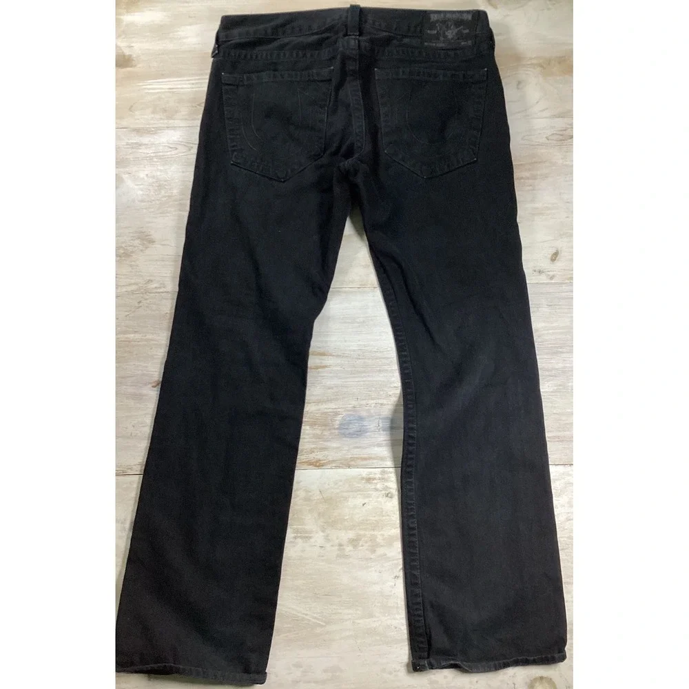 True Religion Bobby Black Straight Leg Jeans Mens 36 Made in USA TRM6288